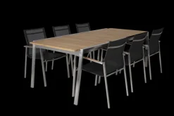 Naos matbord Rostfritt stål/teak