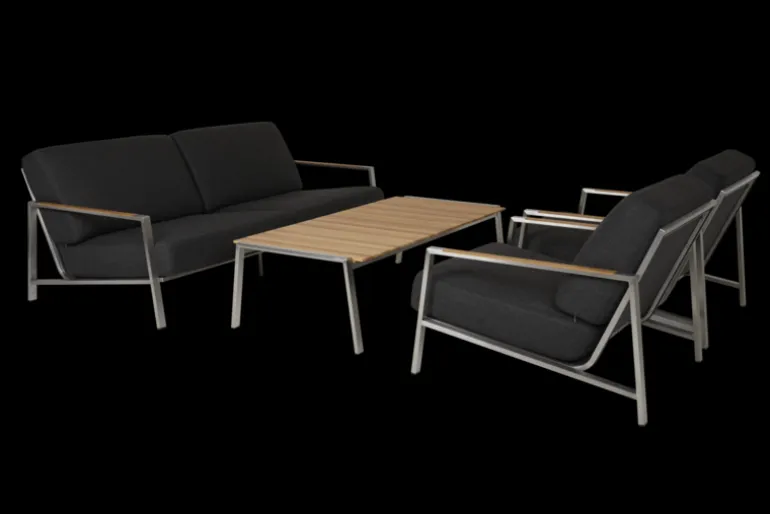 Naos 2,5-sits soffa Rostfritt stål/Nearly black